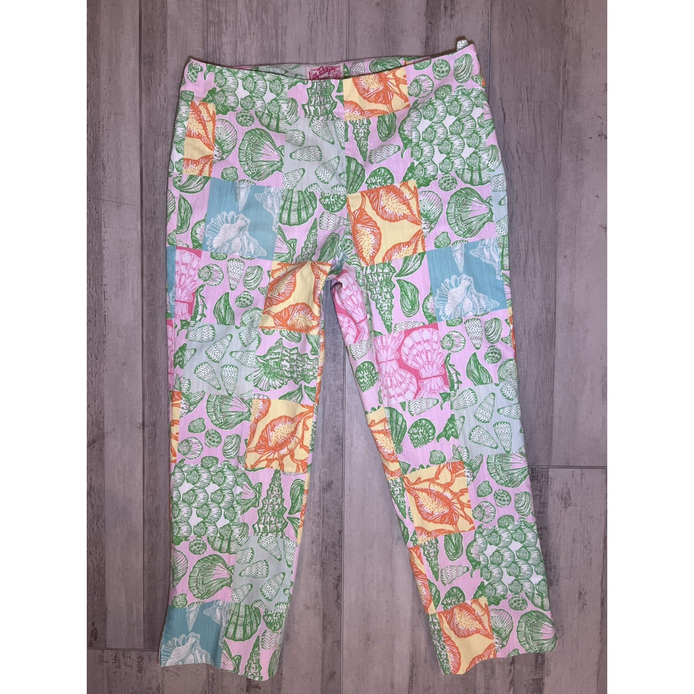 LILLY PULITZER (8) WHAT THE SHELL Patchwork-Capris-RESORTWEAR-Y2K-Classic-Luxury - Picture 2 of 14